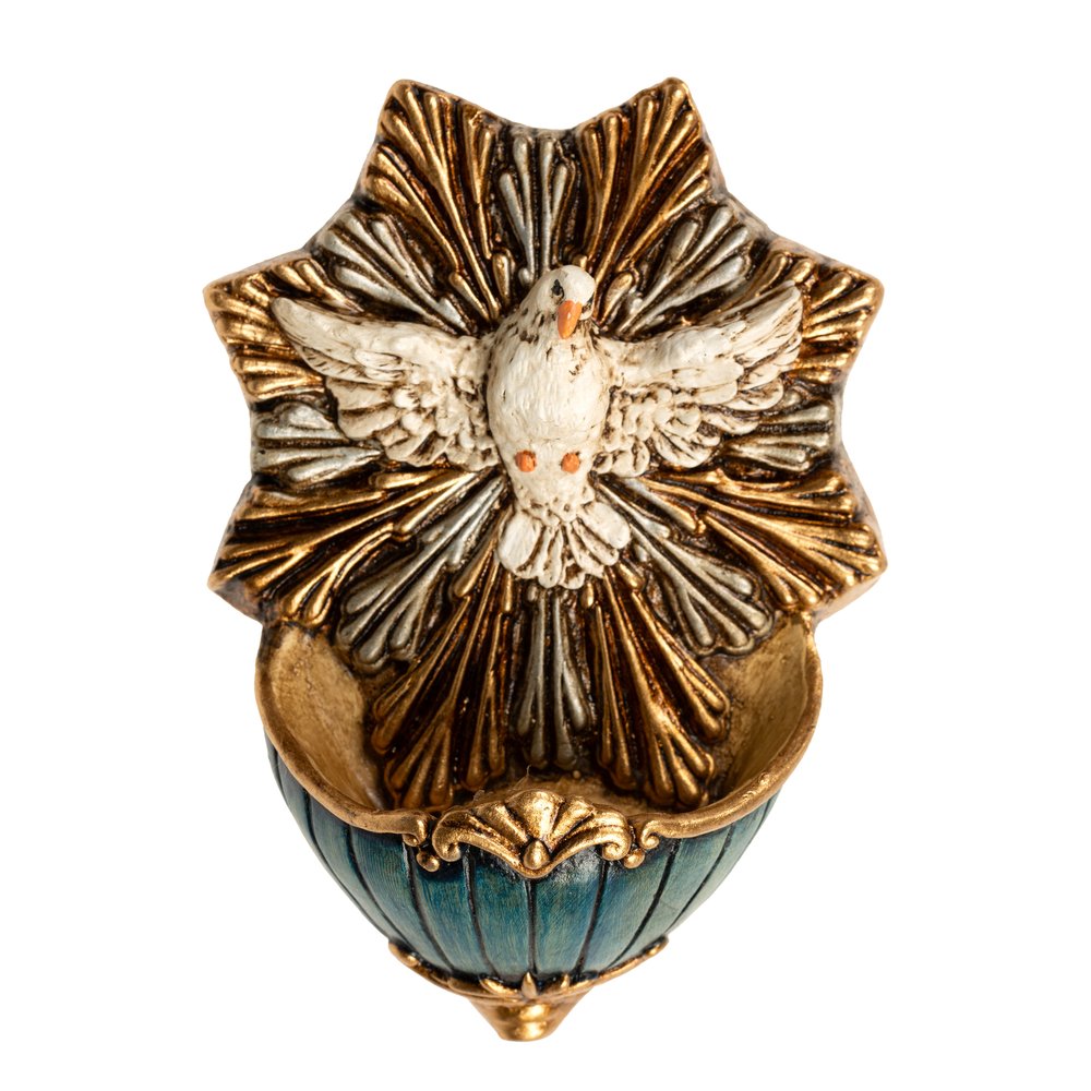 Ornate Holy Spirit Holy Water Font - 6"