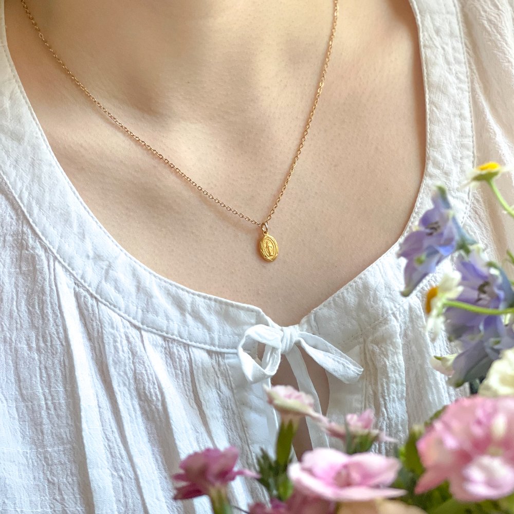 Petite Gold Over Sterling Miraculous Medal Necklace