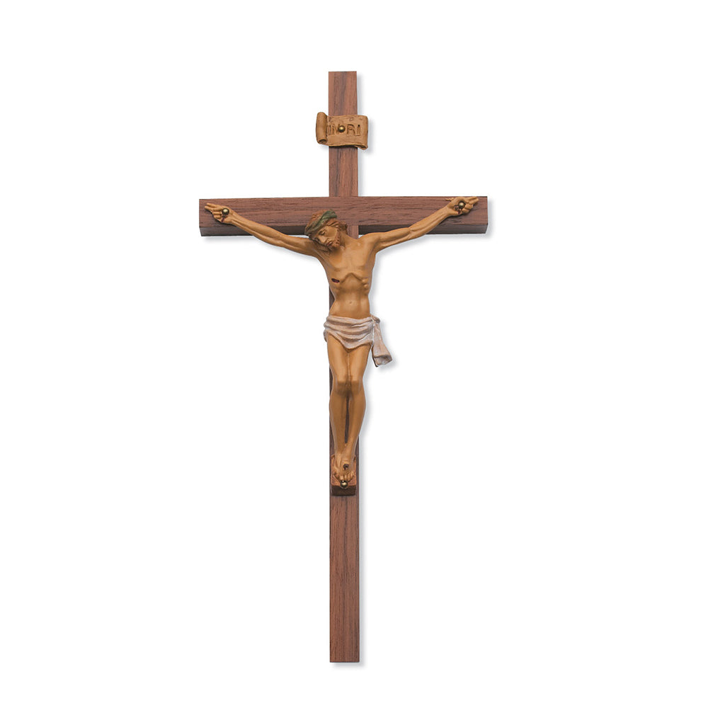 Walnut Cross with Handpainted Corpus - 24"
