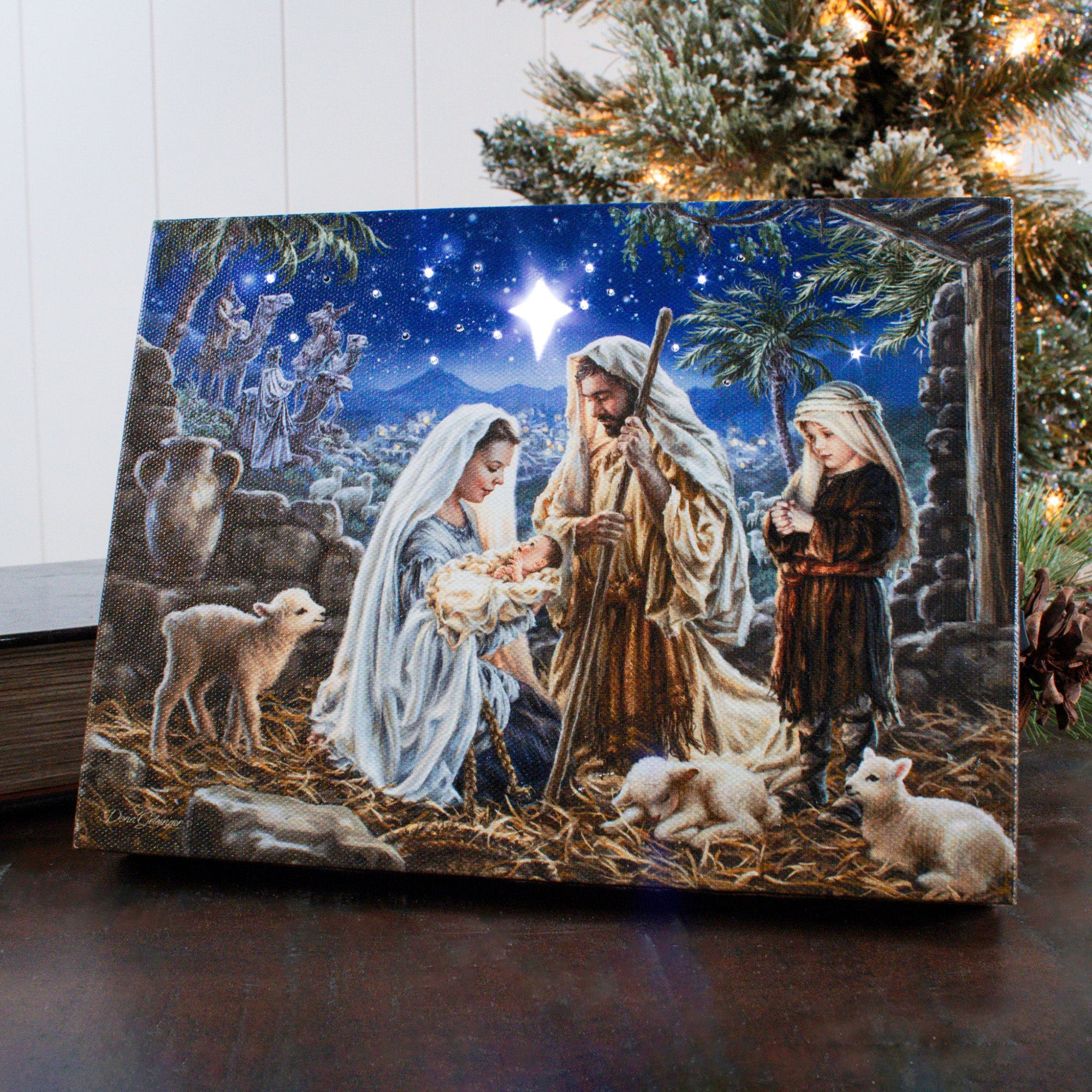 Let Us Adore Him Lighted Tabletop Canvas