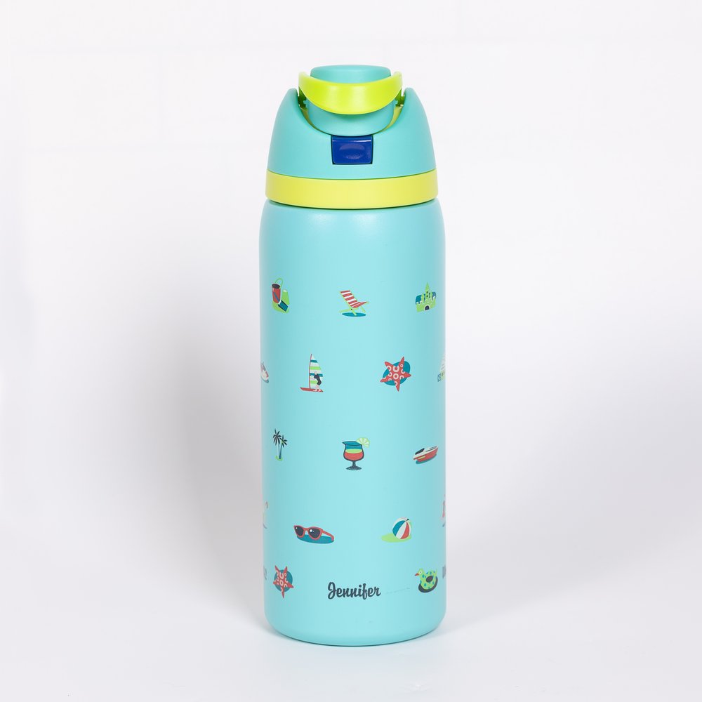 Personalized Deep Waters Teal Beach Water Bottle