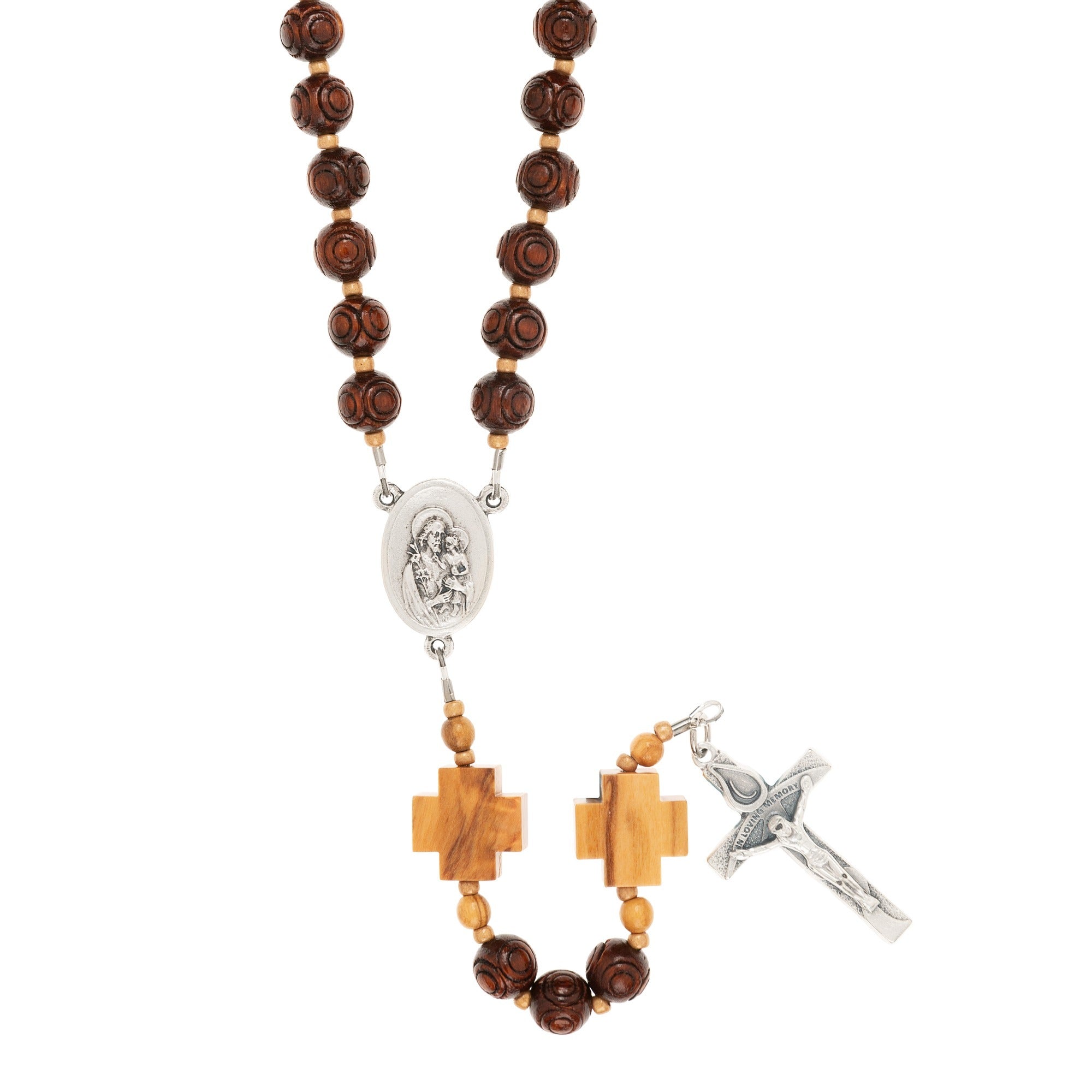 St. Joseph Wood Bead Memorial Rosary