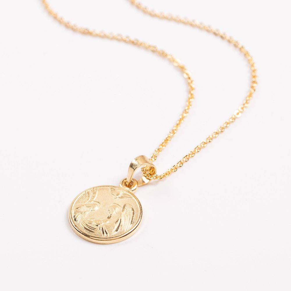 Gold Baptismal Medal Necklace