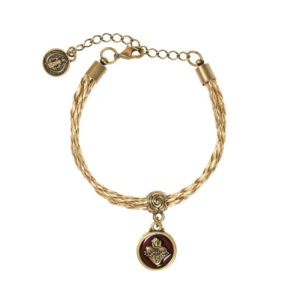 Sacred Heart Bracelet on Golden Cord