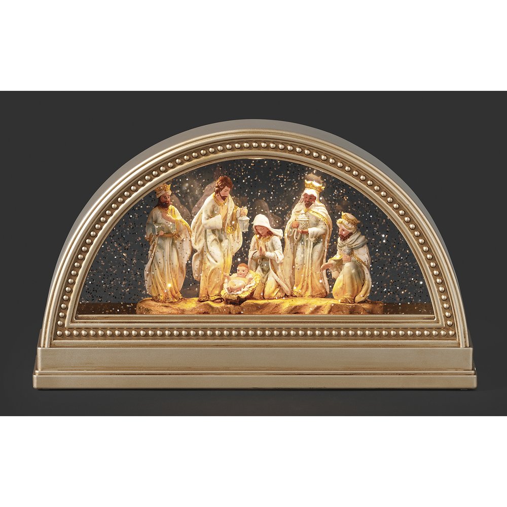 Arched Lighted Gold One Piece Nativity - 7"