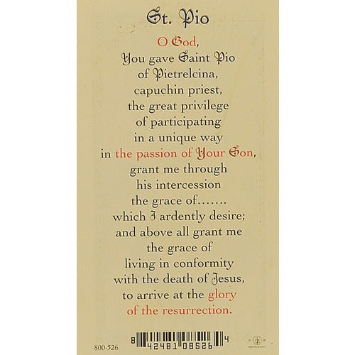 Prayer to St. Pio - Prayer Card