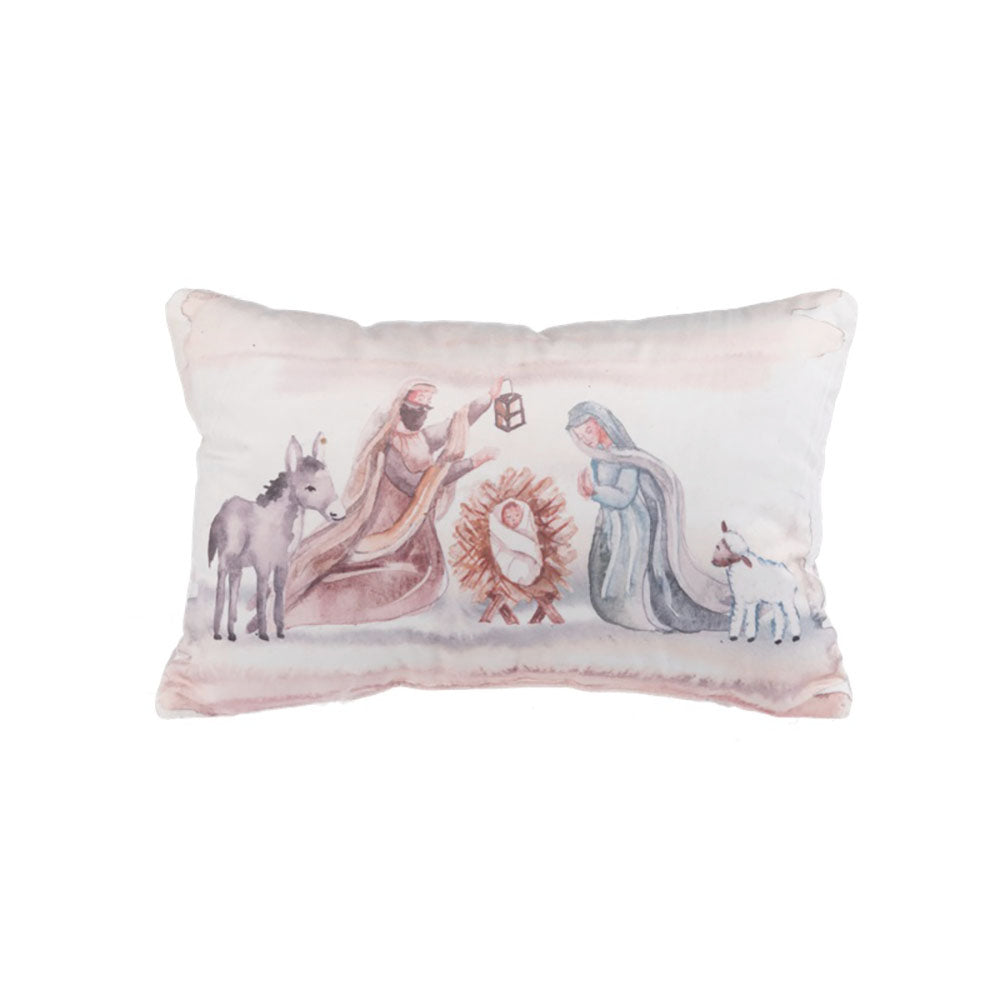 Watercolor Nativity Scene Lumbar Pillow - 14" x 9"