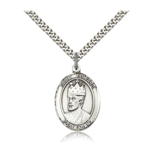 St. Edward the Confessor Pendant with Chain, Bliss, Sterling Silver