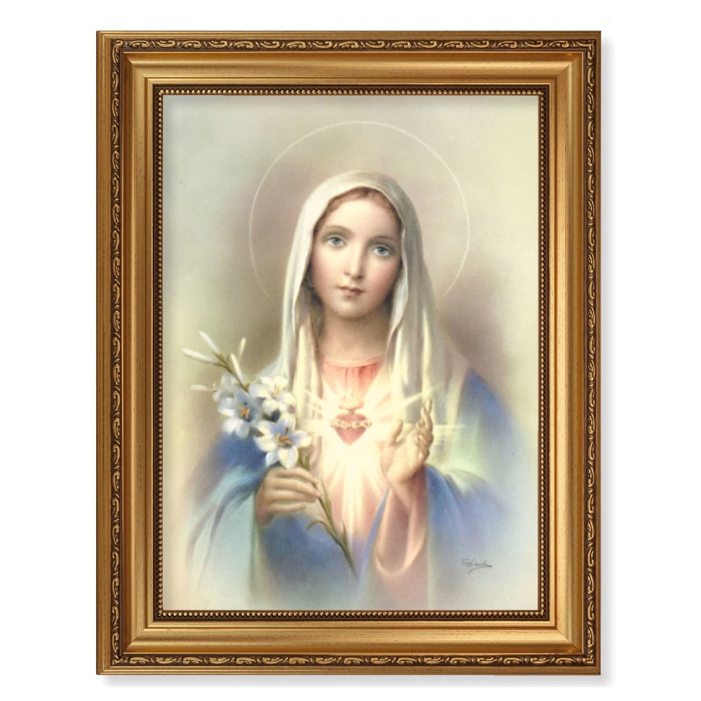 Gold Framed Immaculate Heart of Mary Print - 15.5" x 19.5"
