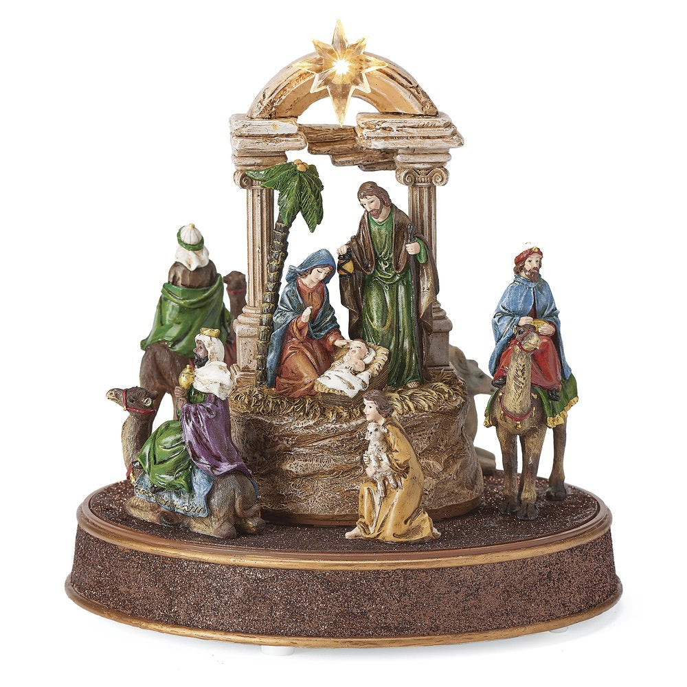 LED Musical Rotating One Piece Nativity - 9.2"