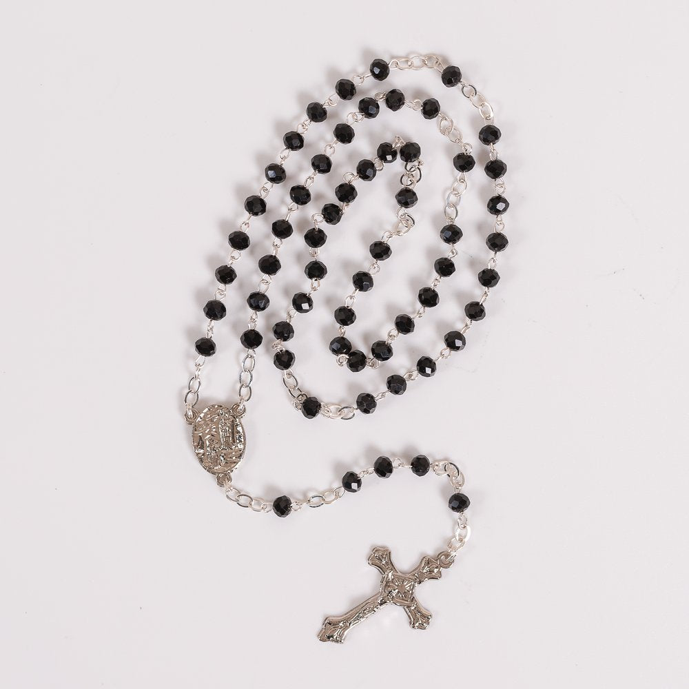 Black Crystal St. Bernadette & Our Lady of Lourdes Rosary