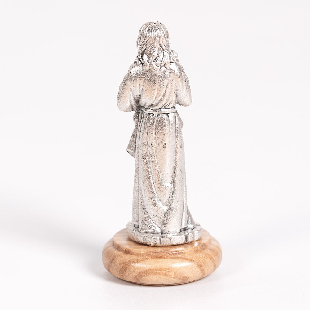 Divine Mercy Figurine on Olive Wood Base - 2.64"