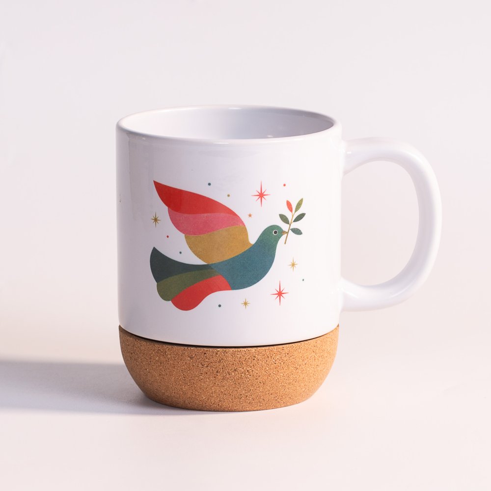 Dove of Peace Cork Bottom Christmas Mug
