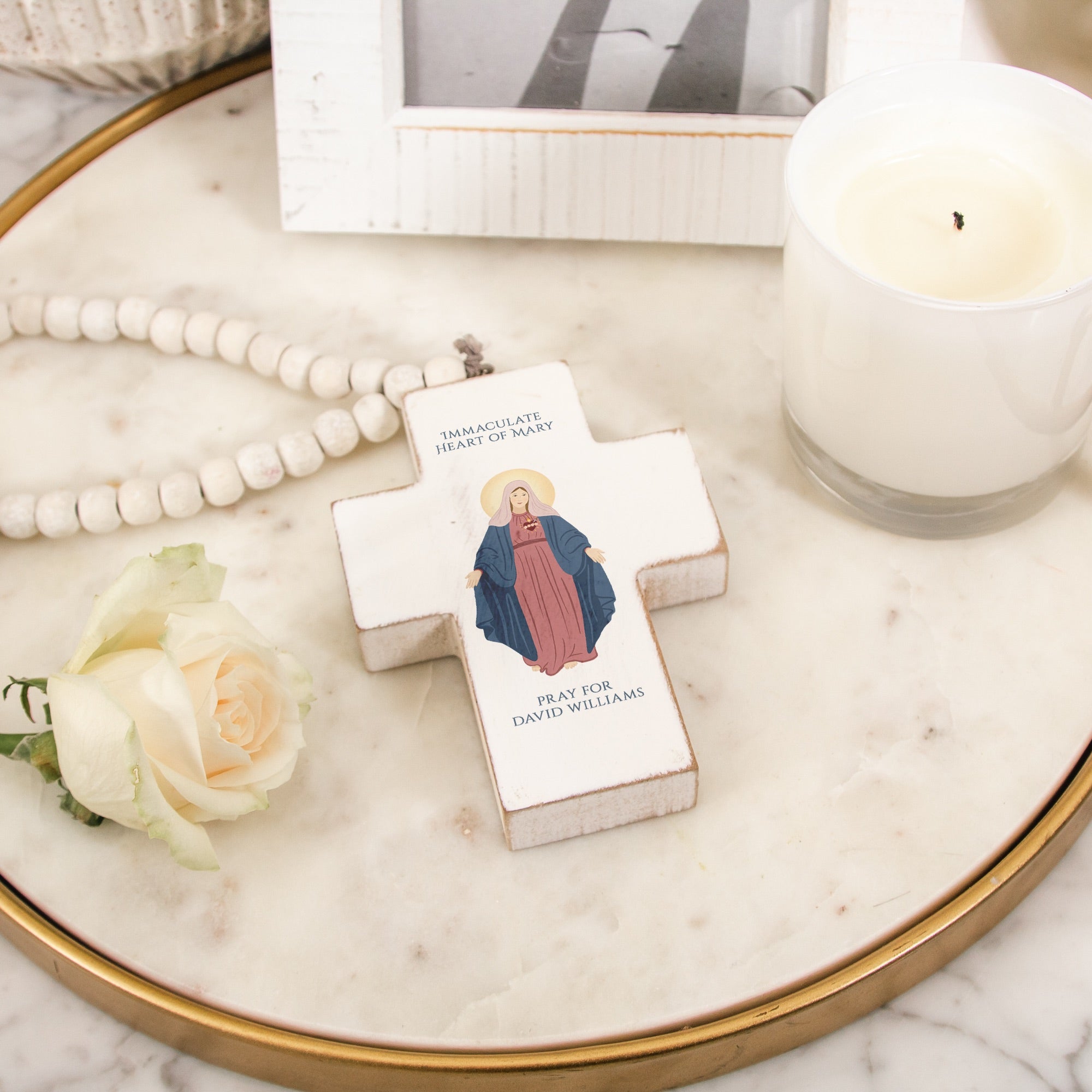 Personalized Immaculate Heart Hanging Cross