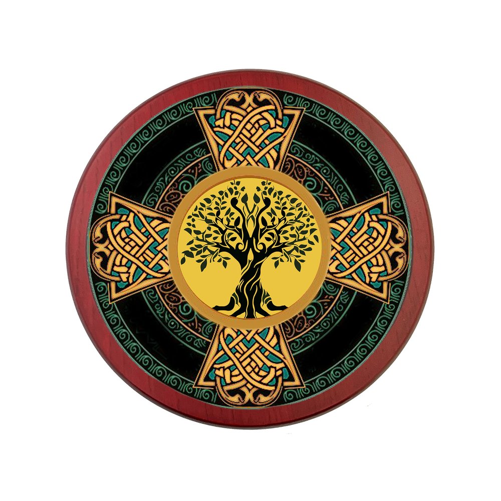 Celtic Cross Tree of Life Wood Rosary Box