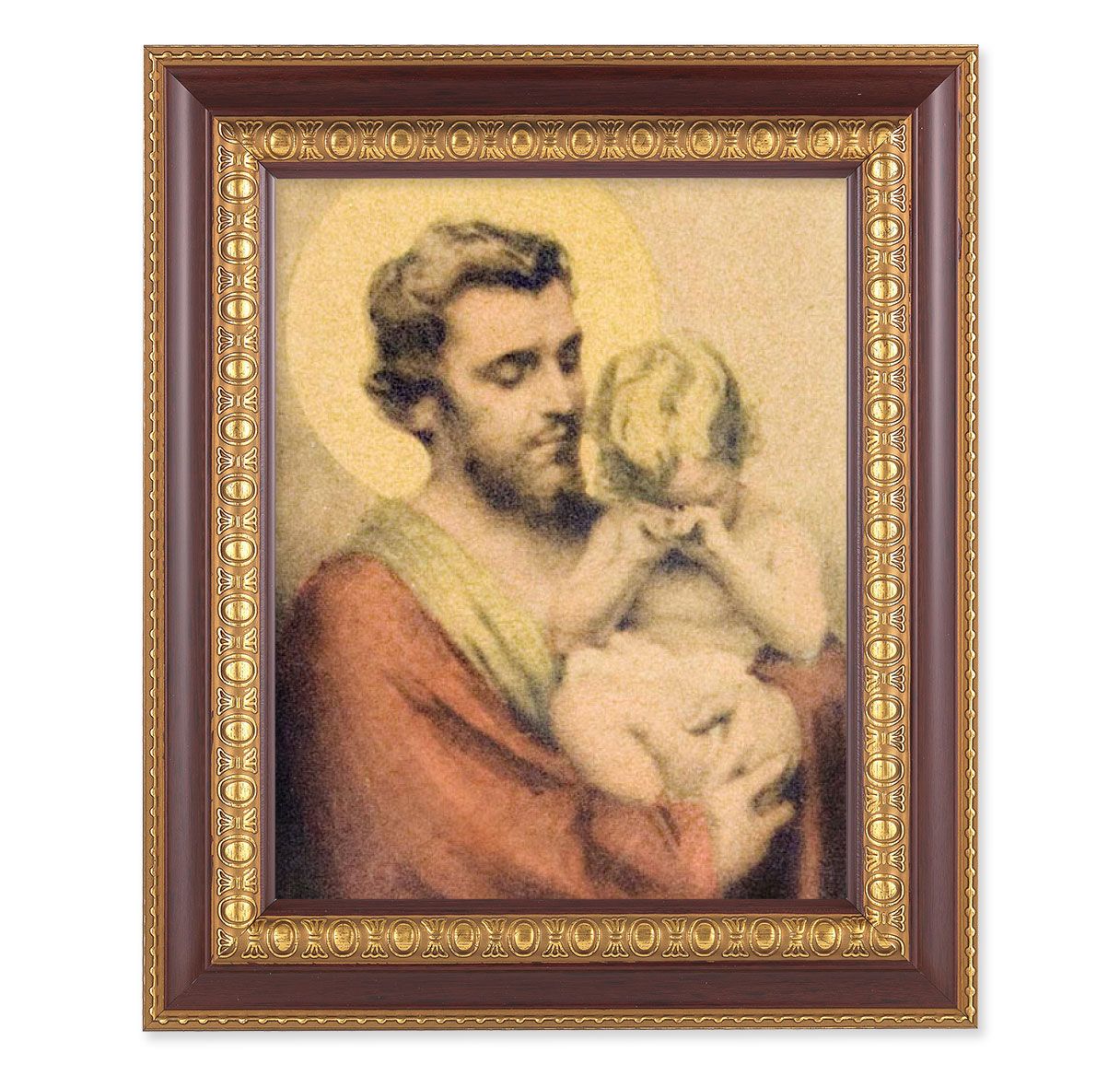 St. Joseph Consoling the Child Jesus in Cherry & Gold Frame