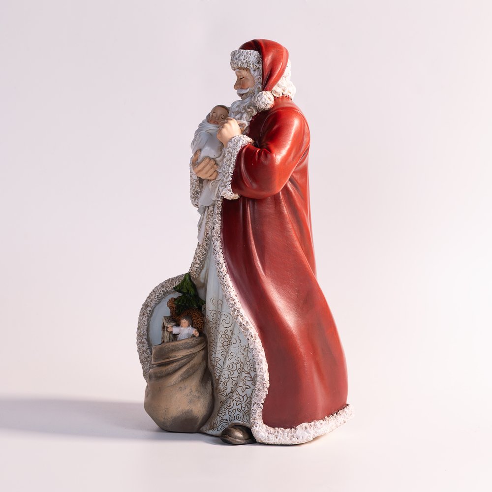 Adoring Santa with Gifts Statue - 12"