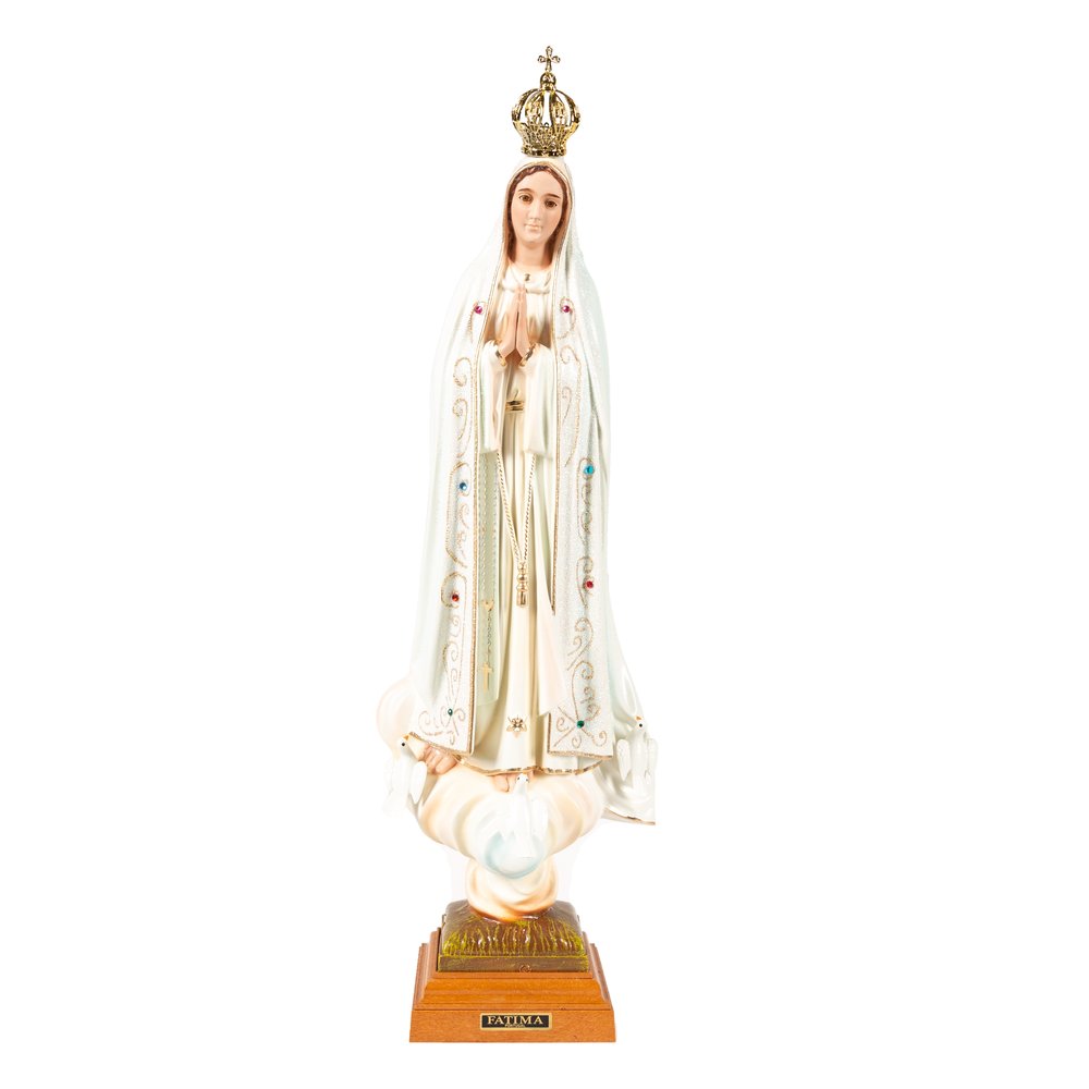 Hand Painted Our Lady of Fatima Statue with Detachable Crown - 12"