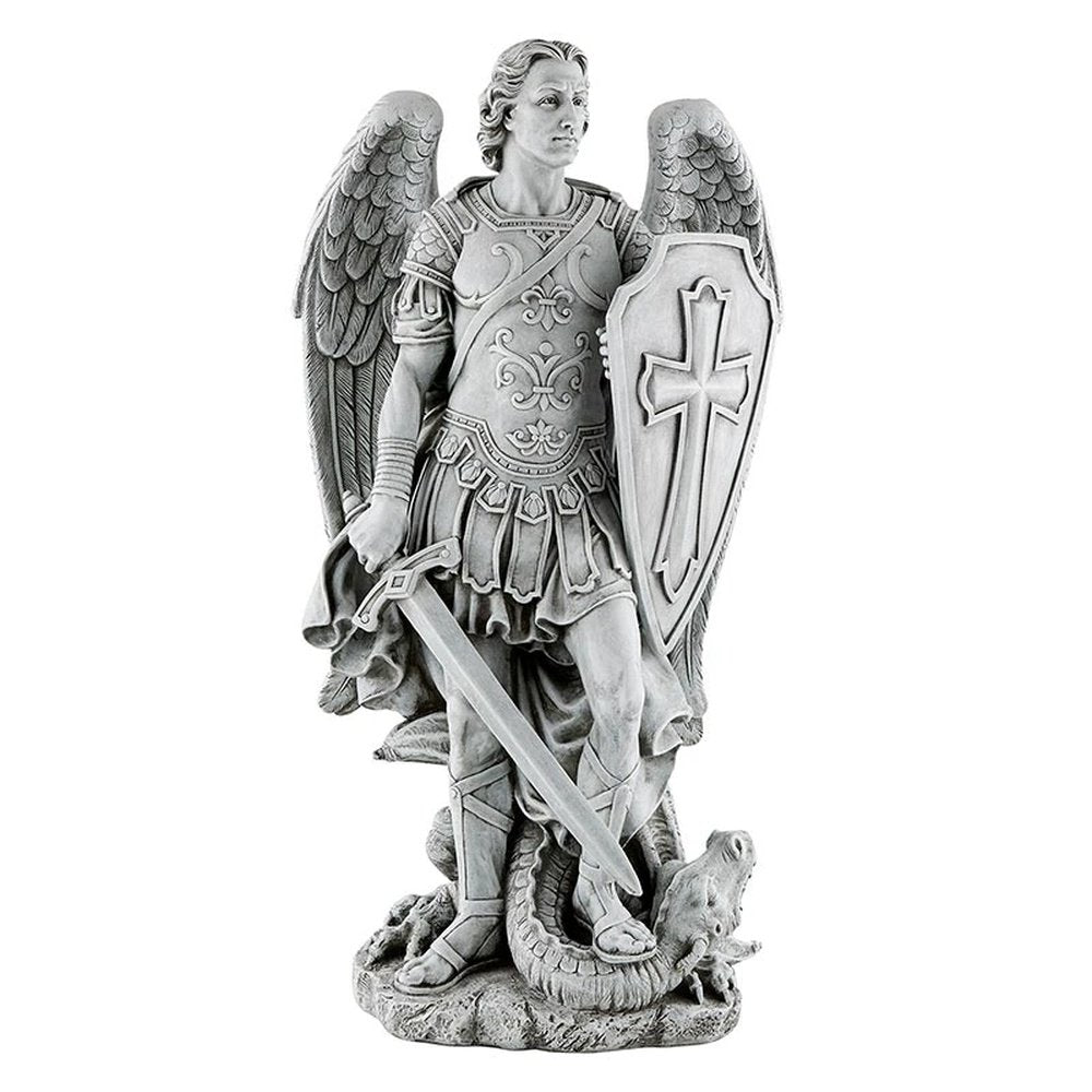 St. Michael Standing Victorious Stone Resin Statue - 48"