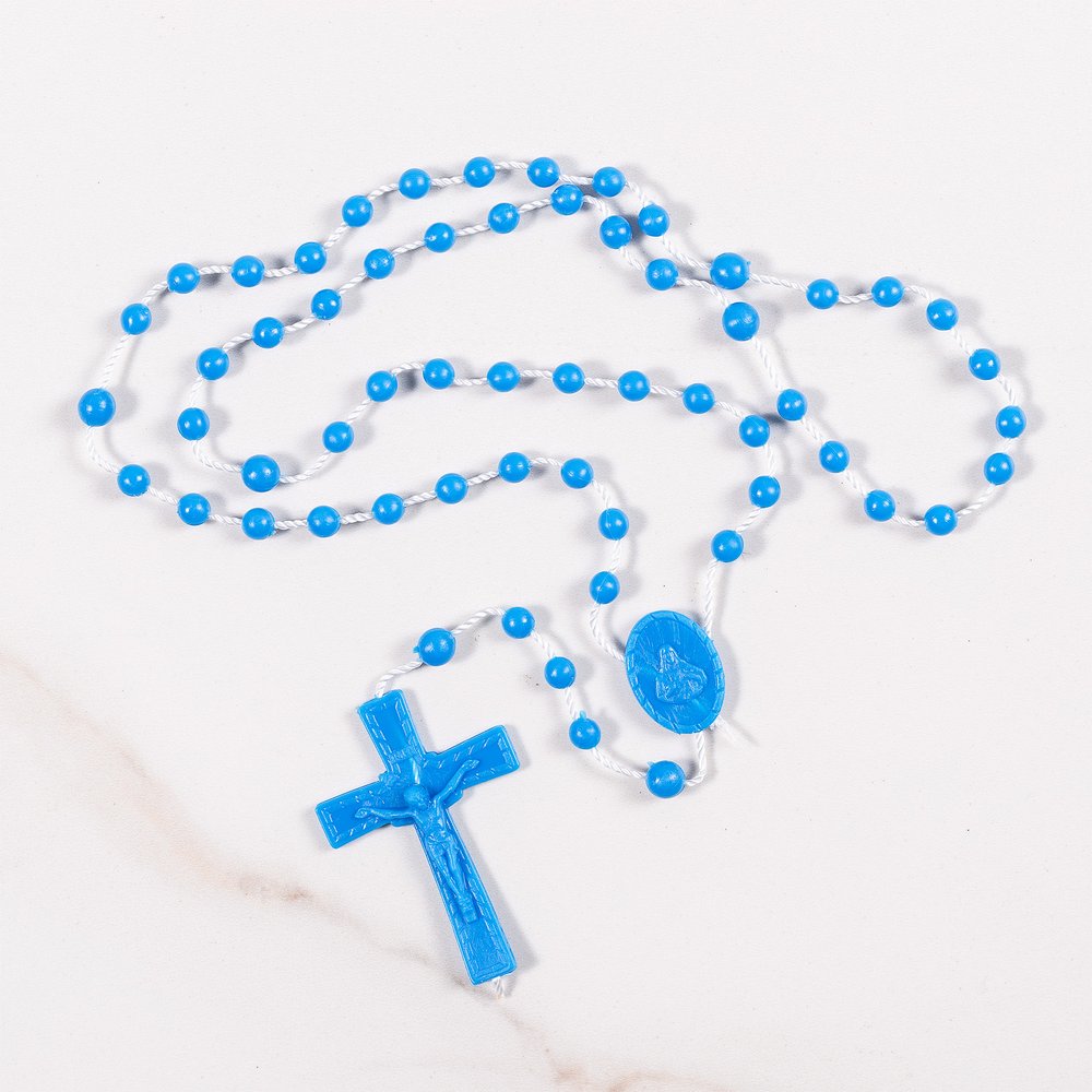 Light Blue Plastic Rosaries - Package of 25