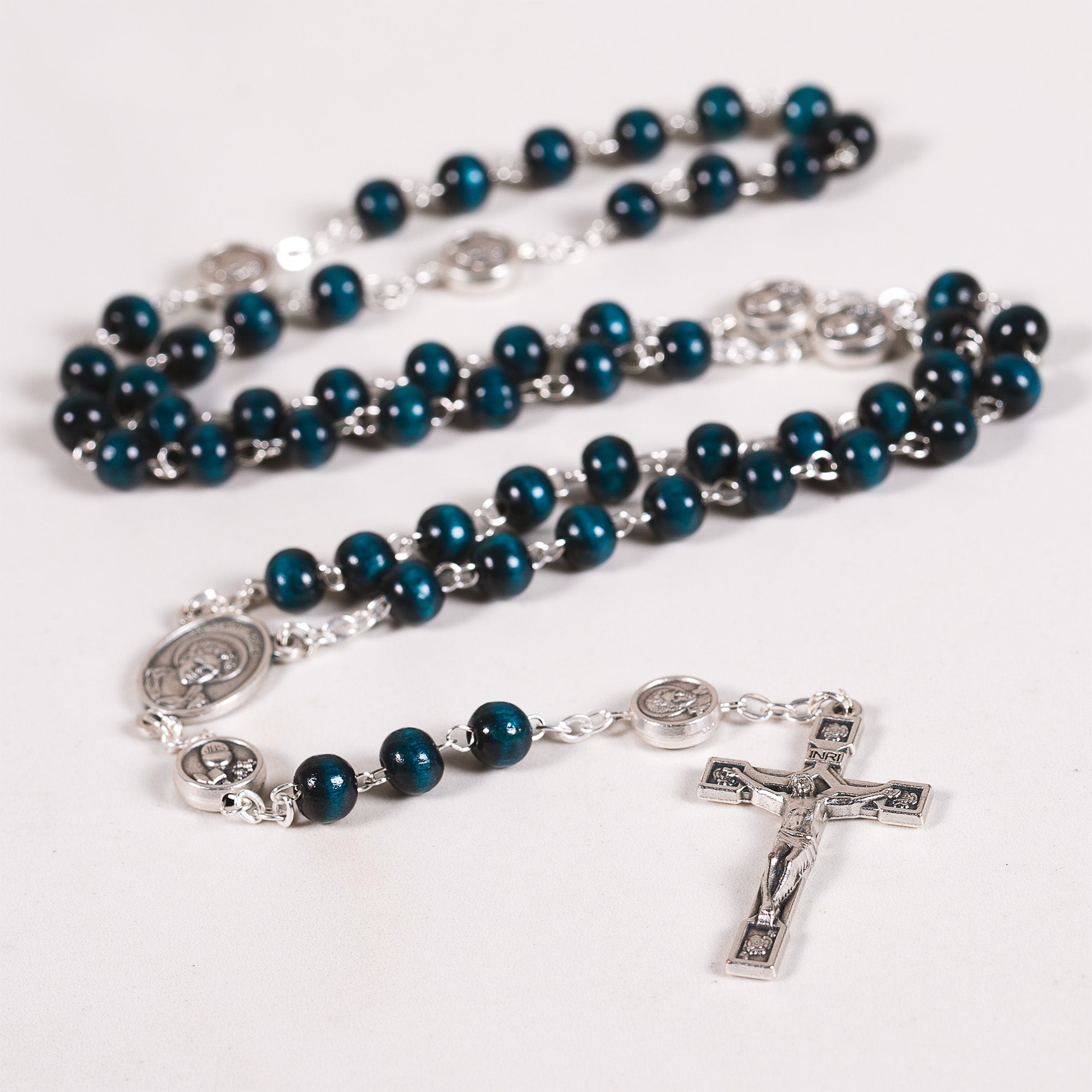 St. Carlo Acutis Blue Wood Rosary