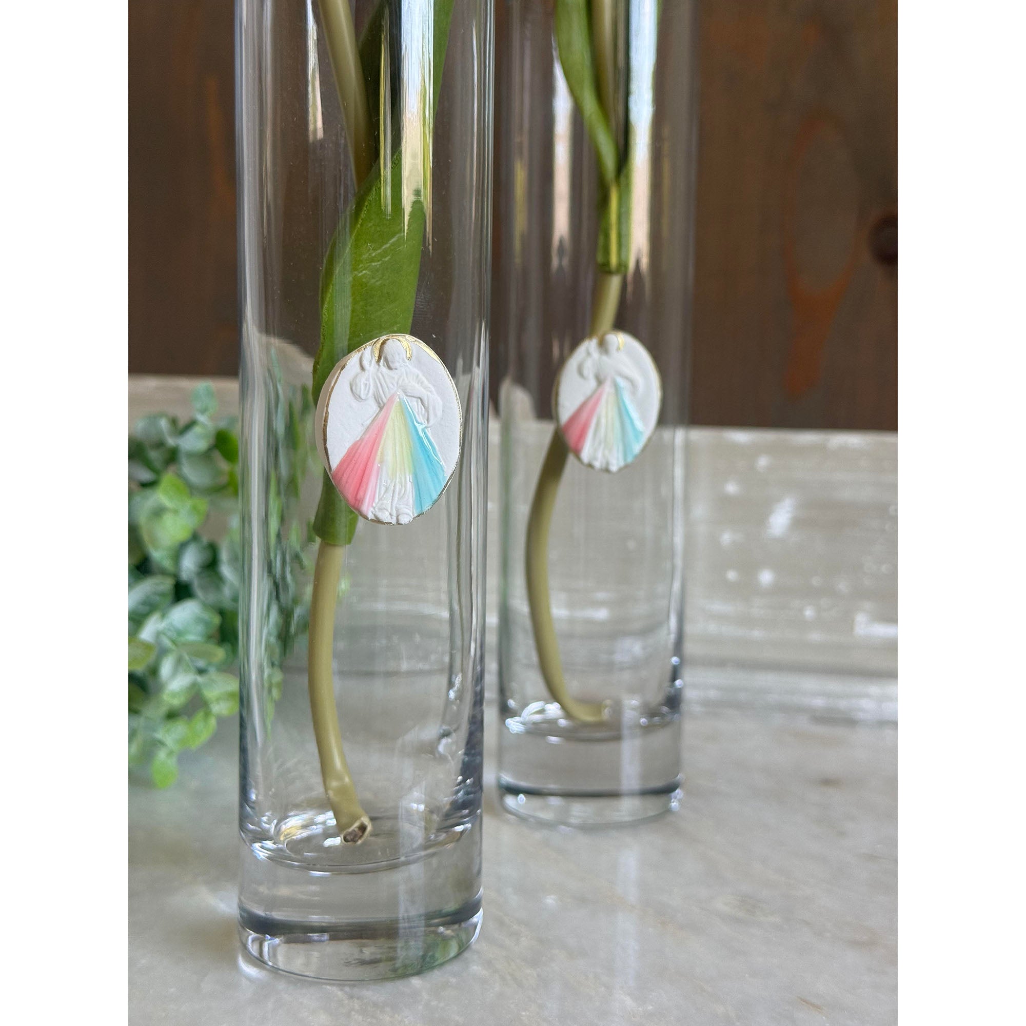 Handpainted Divine Mercy Bud Vase