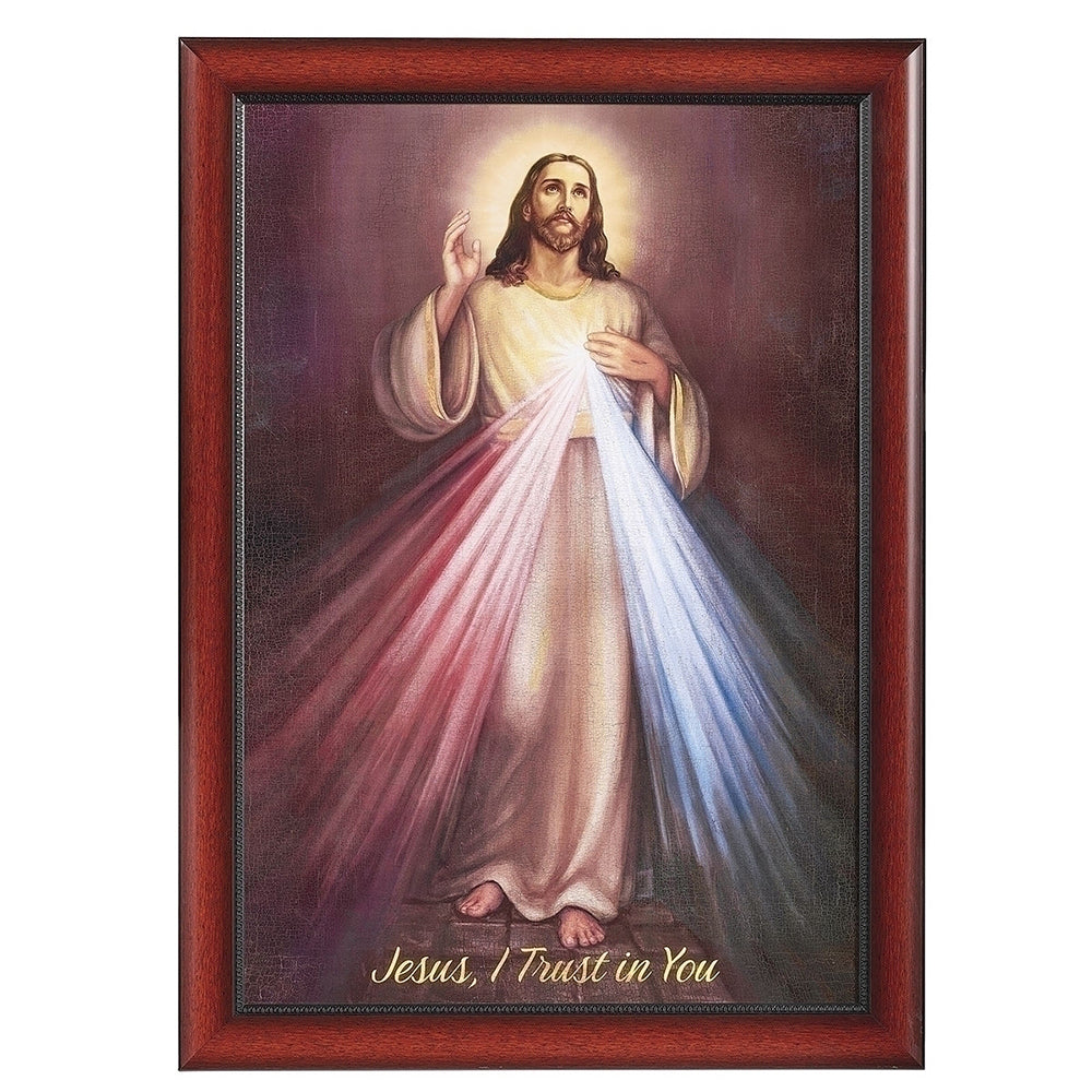 Divine Mercy in Cherry Frame - 27" x 20"