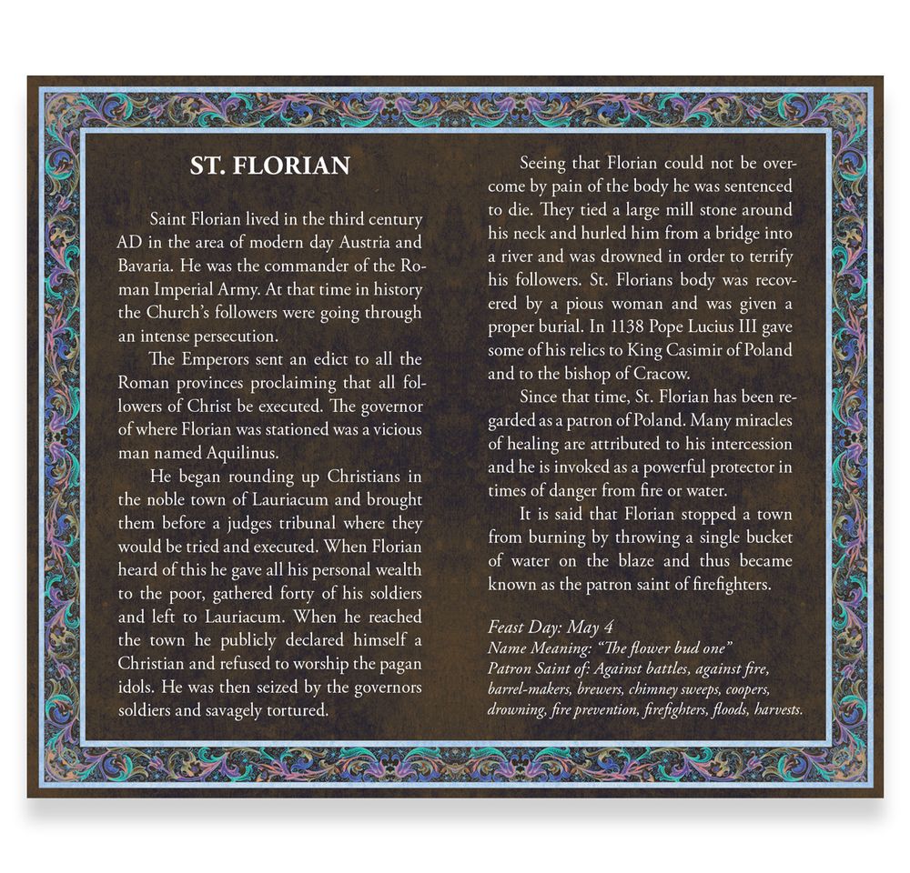St. Florian Fireman's Cross Necklace & Prayer Card Set - 24"