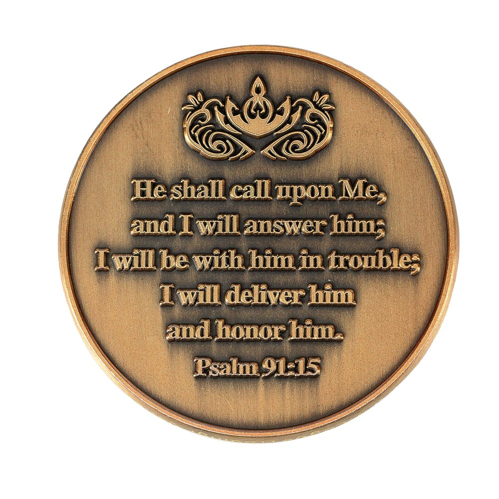 God is My Protection Antique Gold Plated Pocket Coin