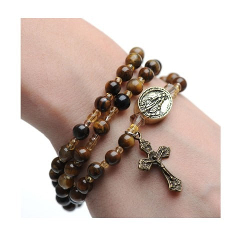 Tiger Eye Style Rosary Wrap Bracelet