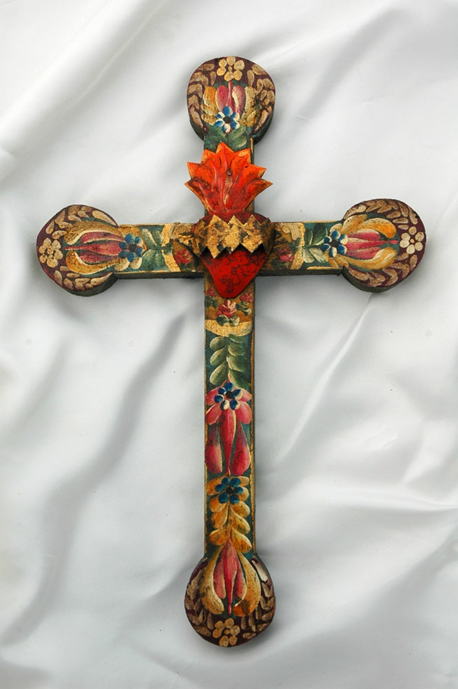 Flame of Love Mexican Wall Cross - 12"