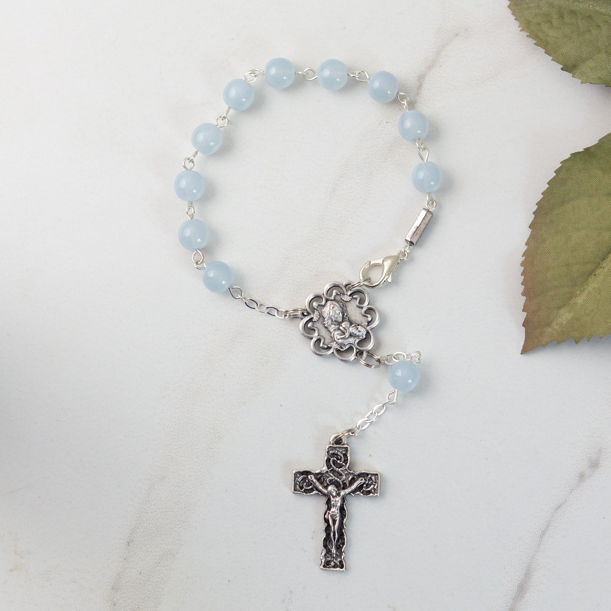 Sky Blue Motherly Embrace Decade Rosary