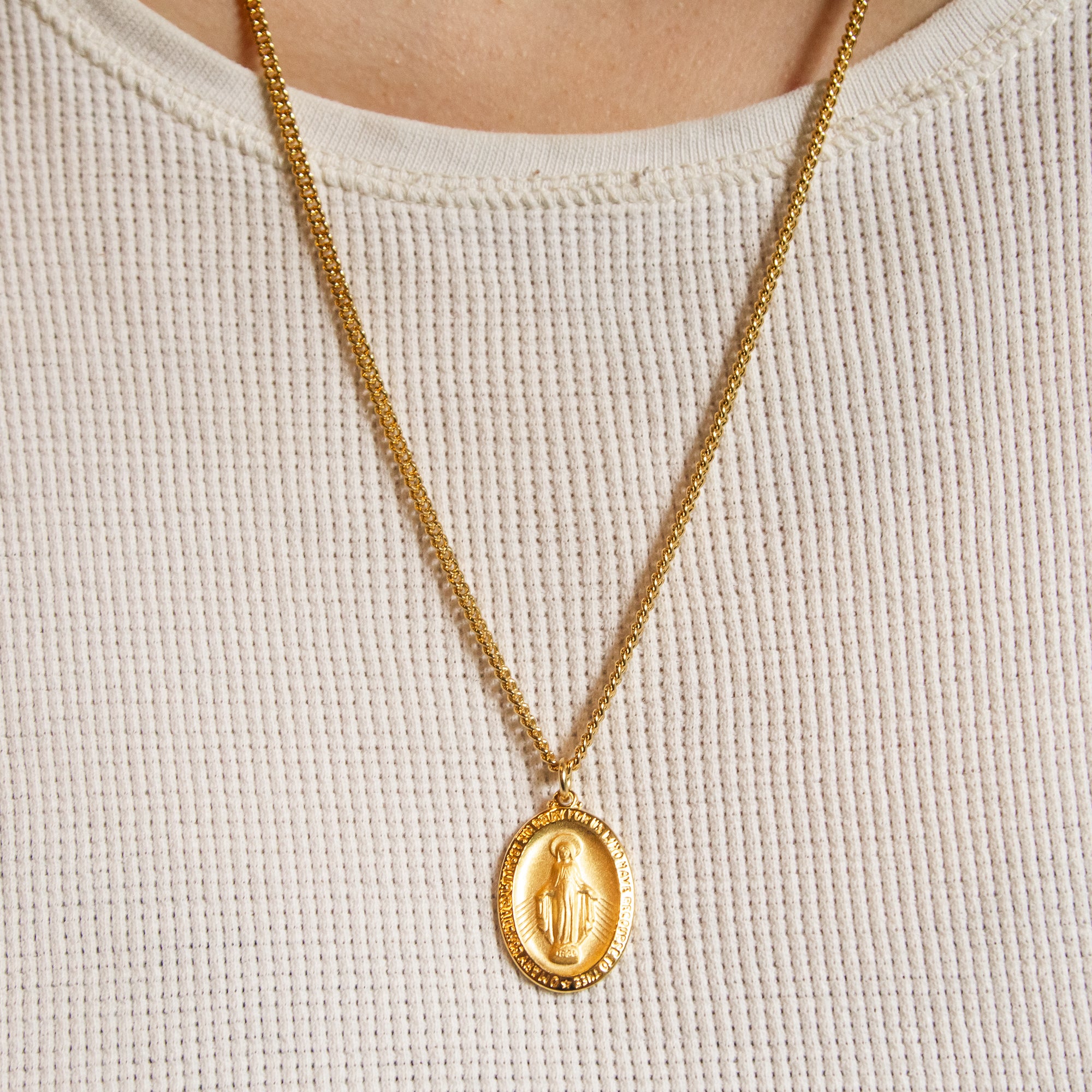 Gold/Sterling Silver Miraculous Medal on 24 inch chain