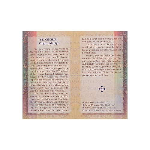 St. Cecilia - Mini Lives of the Saints Folded Prayer Card