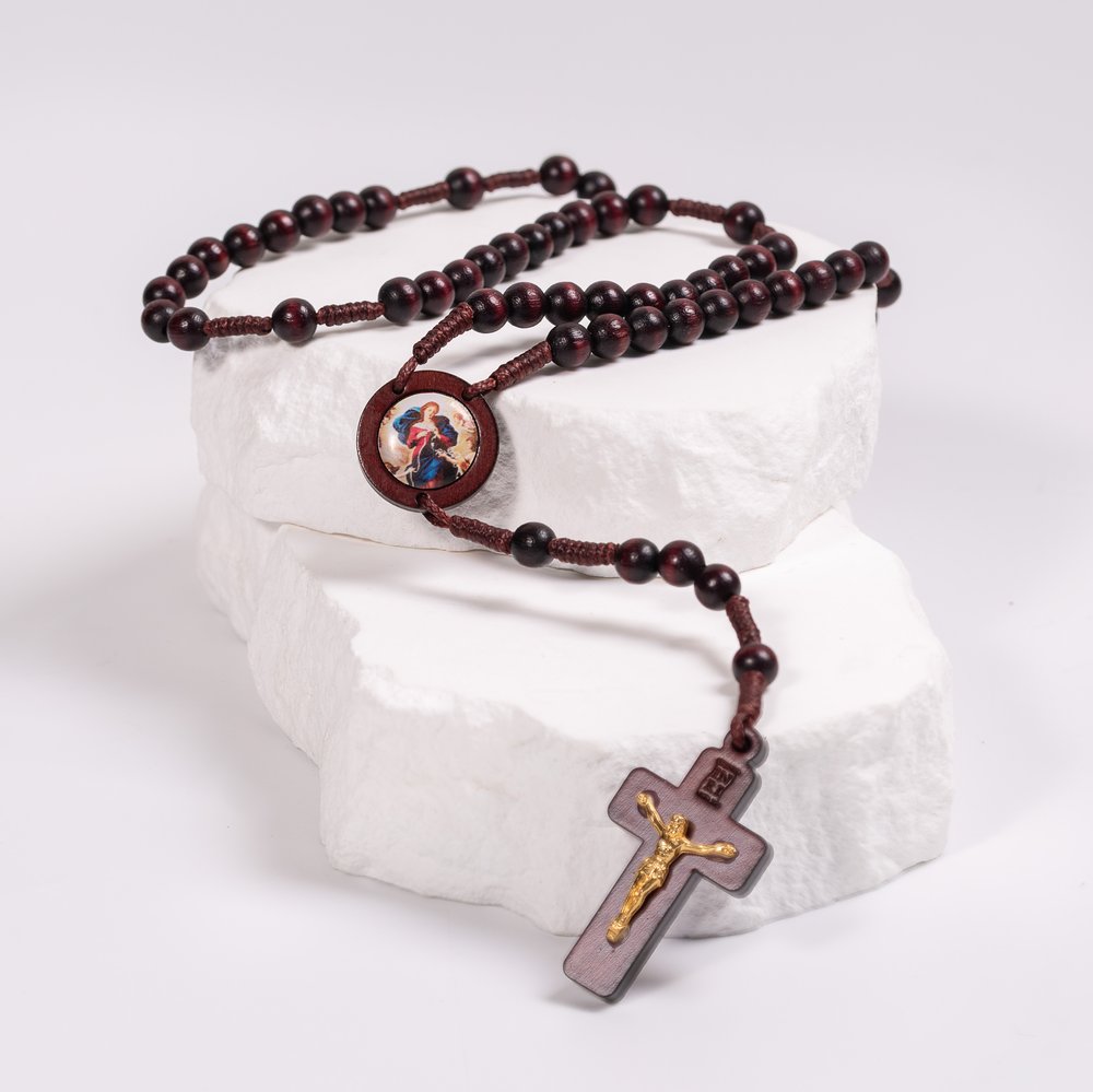 Mary Undoer of Knots Wood Rosary