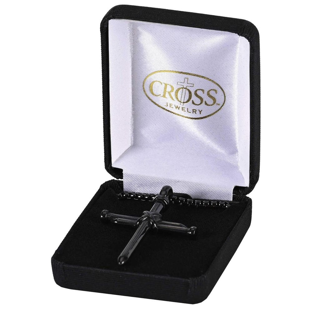 Black Stainless Steel Nail Cross Necklace