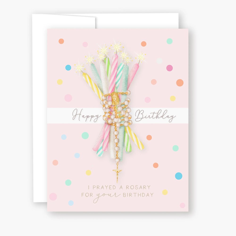 I Prayed a Rosary for Your Birthday Greeting Cards (Variety 4 Pack)