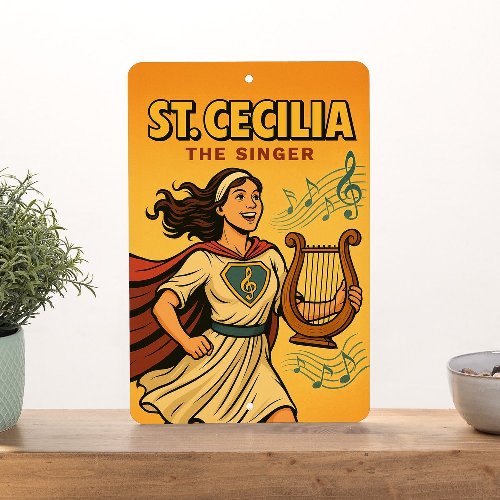 St. Cecilia Superhero Tin Sign