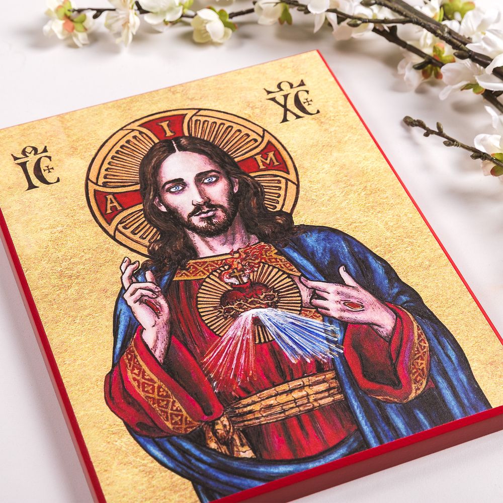 Sacred Heart of Jesus Modern Icon Plaque - 8" x 10"