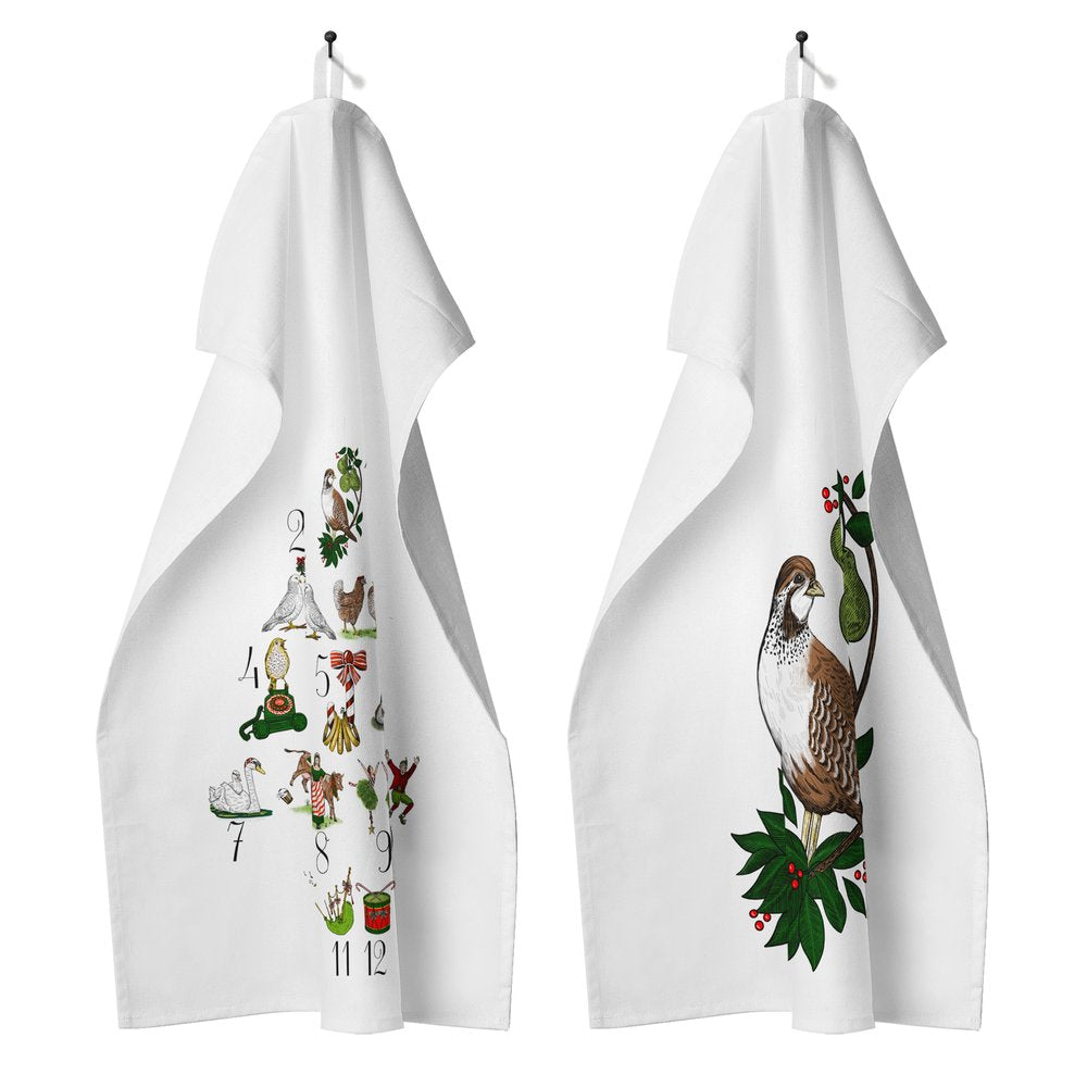 Set of Twelve Days of Christmas Dish Towels - 2 Towels