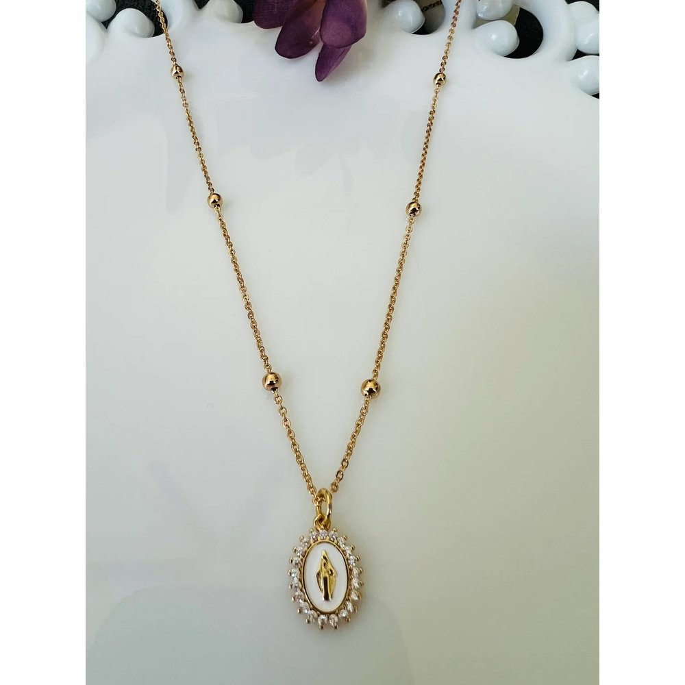 Petite Gold & Clear Crystal Marian Necklace