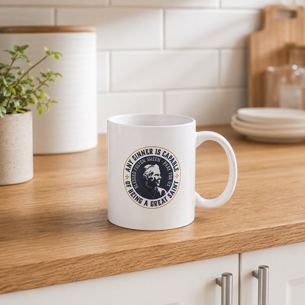 Blessed Fulton Sheen "Any Sinner is Capable..." Quote Mug