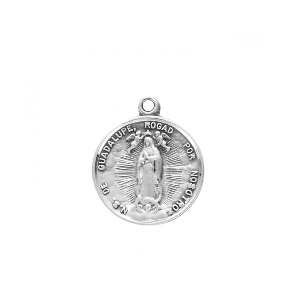 Virgen de Guadalupe Round Silver Medal Necklace - Spanish
