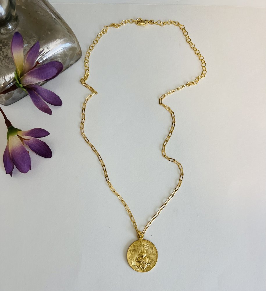 Vintage Medallion Our Lady of Perpetual Help Necklace