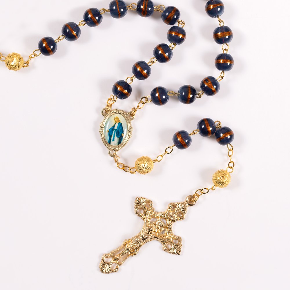 Royal Blue & Gold Divine Mercy Rosary