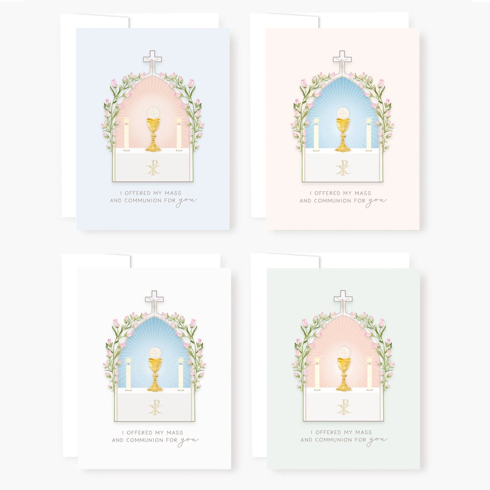 I Prayed for You at Mass Eucharist Greeting Cards (Variety 4 Pack)