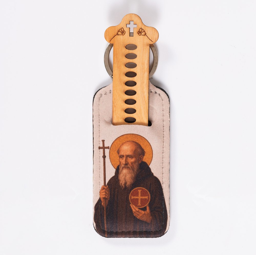 St. Benedict One-Decade Finger Rosary & Pouch Keychain