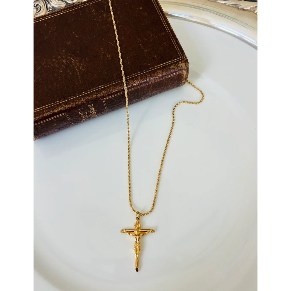 Radiant 14 KT Gold-Filled Slender Crucifix Necklace