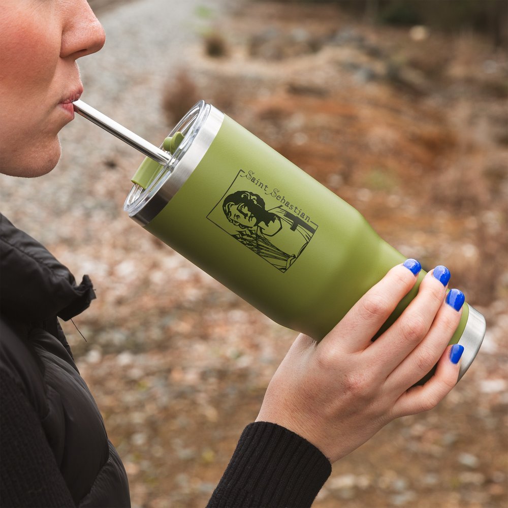 Green St. Sebastian Stainless Steel Tumbler with Straw