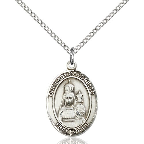 Sterling Silver Our Lady of Loretto Pendant w/ Chain